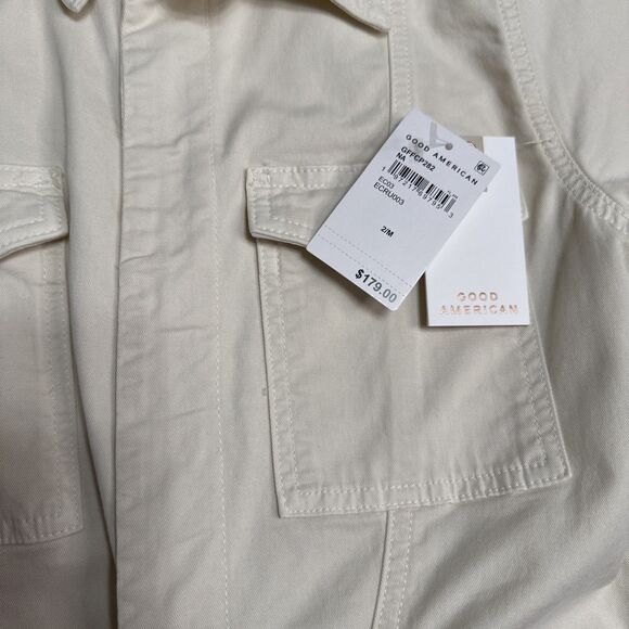 Good American Medium Jumpsuit Crop Palazzo Ecru Ivory Fit For Success Womens NWT - Picture 6 of 12